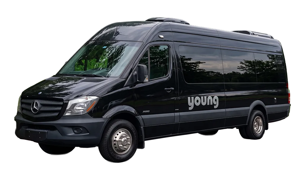Young Transportation luxury van, side profile view